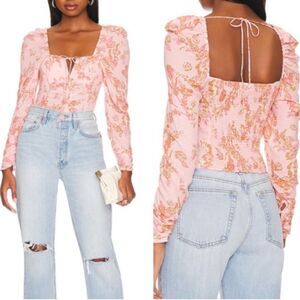 FREE PEOPLE Hilary Printed Top in “Pink Combo” Size XS MSRP $98
